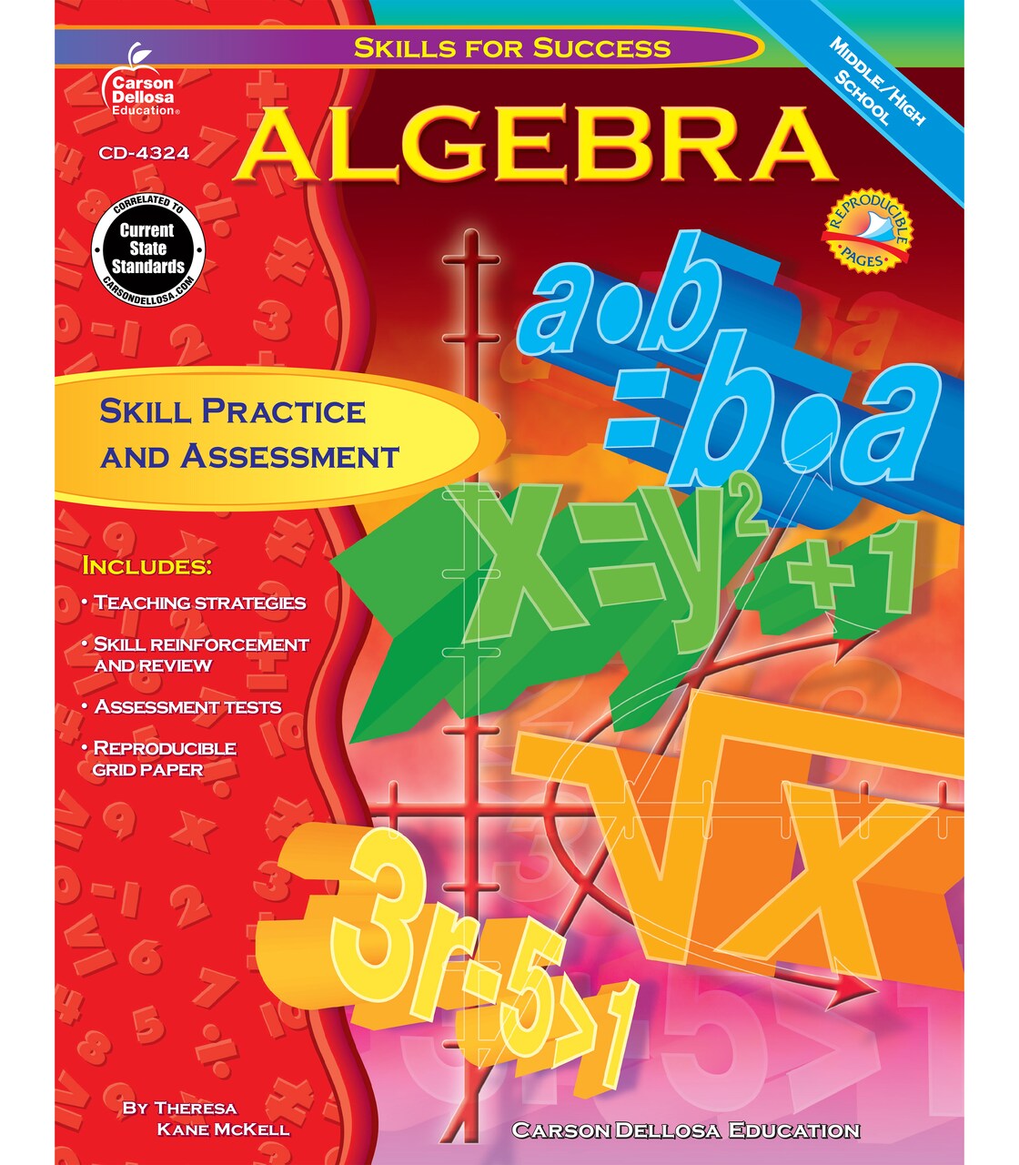 Carson Dellosa Algebra Workbook, Math Book for Grades 6-12, Algebraic Equations, Inequalities, Ratio, and More, Mathematics Classroom or Homeschool Curriculum